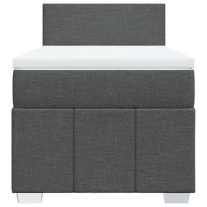 Κρεβάτι Boxspring με Στρώμα Σκούρο Γκρι 90x200 εκ. Υφασμάτινο - Pakobazaar