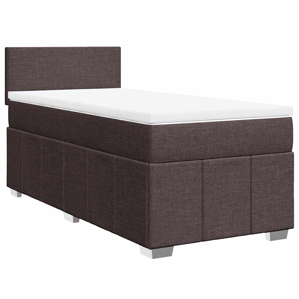Κρεβάτι Boxspring με Στρώμα Σκούρο Καφέ 90x200 εκ. Υφασμάτινο - Pakobazaar