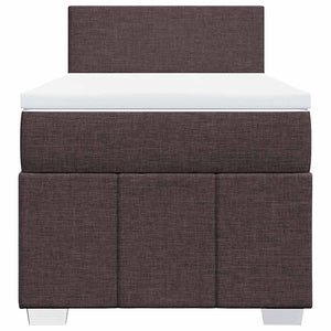 Κρεβάτι Boxspring με Στρώμα Σκούρο Καφέ 90x200 εκ. Υφασμάτινο - Pakobazaar