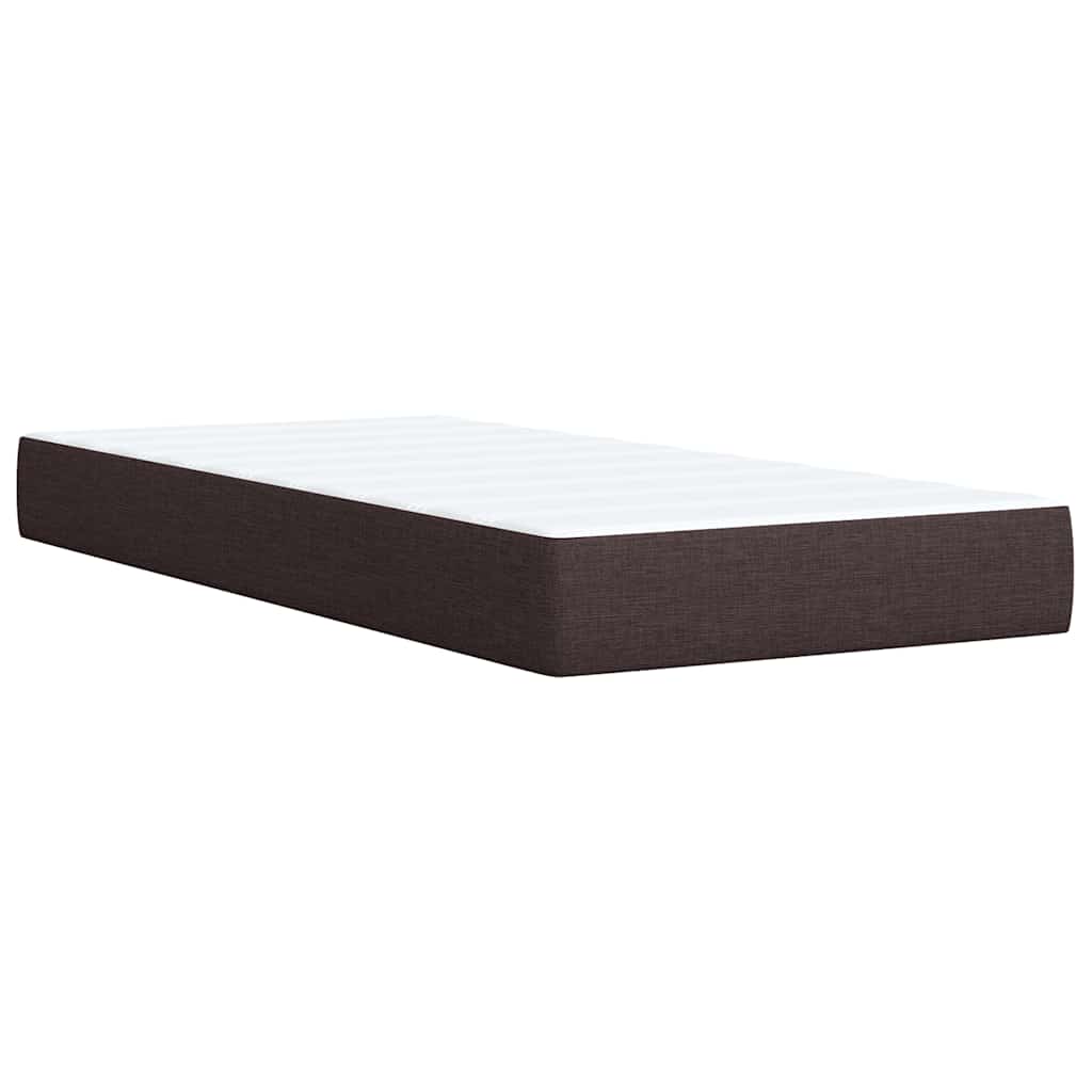 Κρεβάτι Boxspring με Στρώμα Σκούρο Καφέ 90x200 εκ. Υφασμάτινο - Pakobazaar