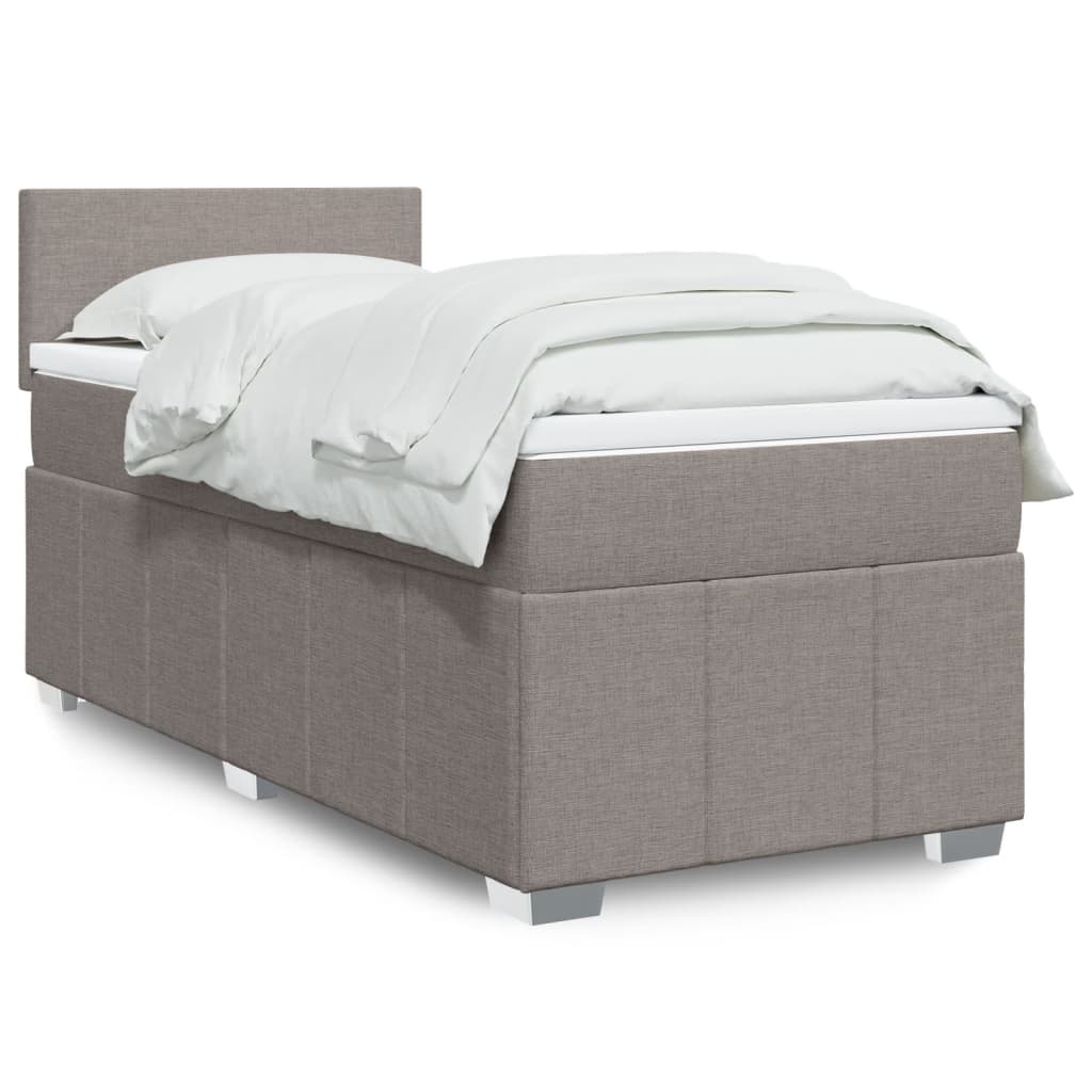 Κρεβάτι Boxspring με Στρώμα Taupe 90x200 εκ. Υφασμάτινο - Pakobazaar