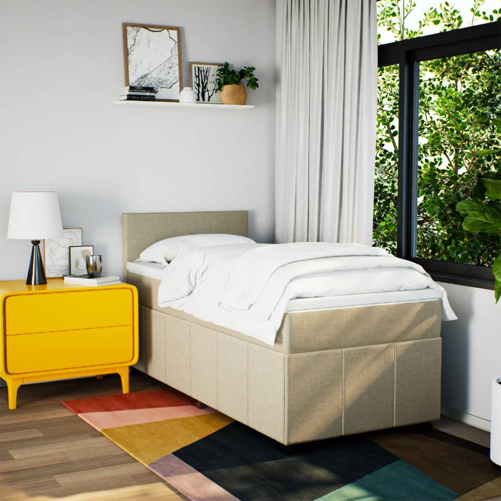 Κρεβάτι Boxspring με Στρώμα Κρεμ 90x200 εκ.Υφασμάτινο