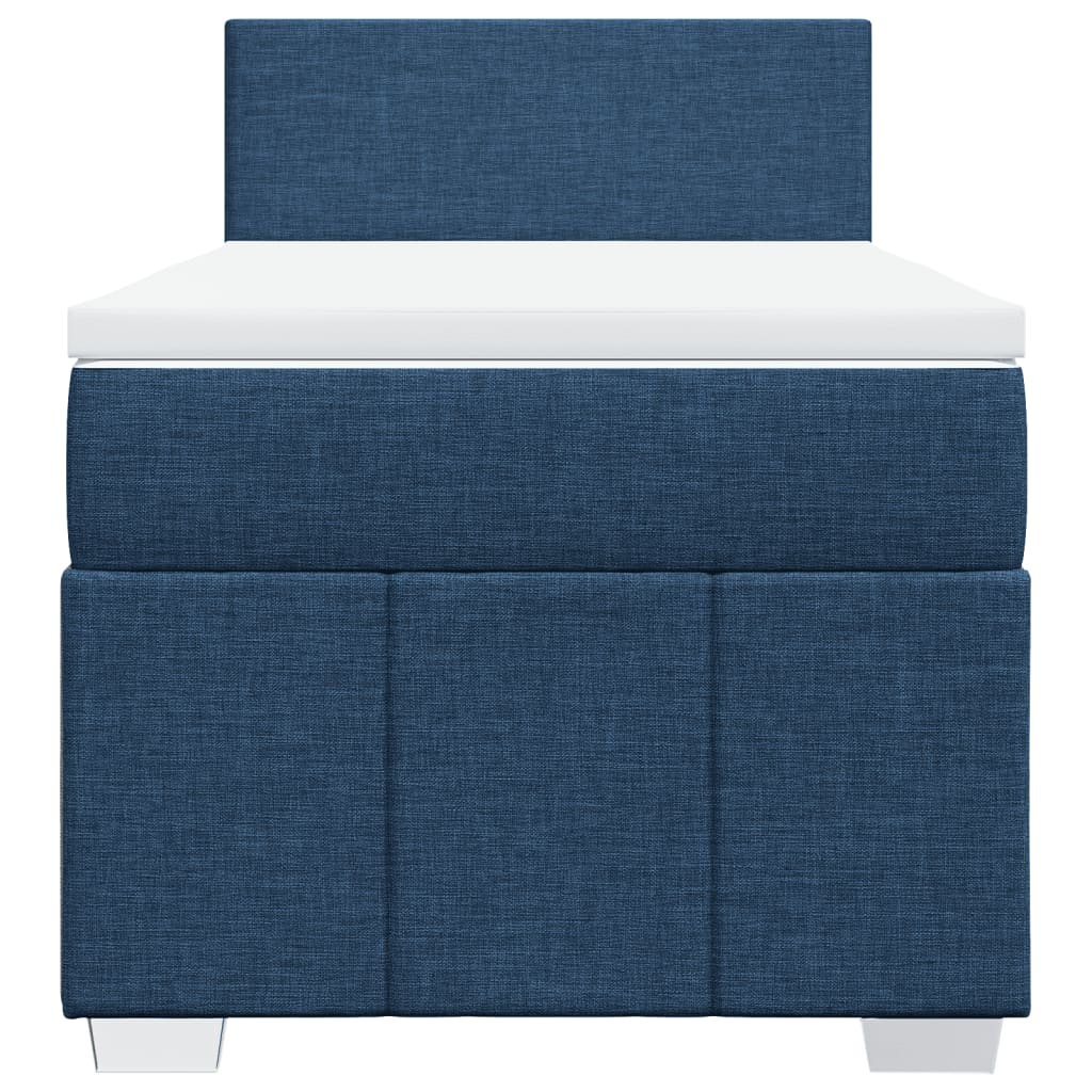 Κρεβάτι Boxspring με Στρώμα Μπλε 90x200 εκ.Υφασμάτινο - Pakobazaar
