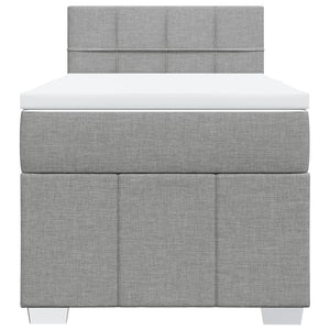 Κρεβάτι Boxspring με Στρώμα Ανοιχτό Γκρι 90x200 εκ. Υφασμάτινο - Pakobazaar