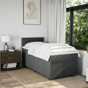Κρεβάτι Boxspring με Στρώμα Σκούρο Γκρι 90x200 εκ. Υφασμάτινο - Pakobazaar
