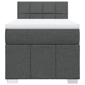 Κρεβάτι Boxspring με Στρώμα Σκούρο Γκρι 90x200 εκ. Υφασμάτινο - Pakobazaar