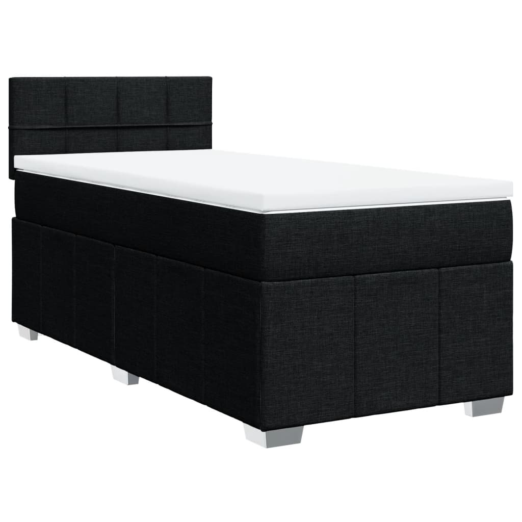 Κρεβάτι Boxspring με Στρώμα Μαύρο 90x200 εκ. Υφασμάτινο