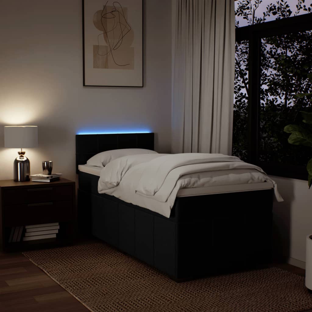 Κρεβάτι Boxspring με Στρώμα Μαύρο 90x200 εκ. Υφασμάτινο