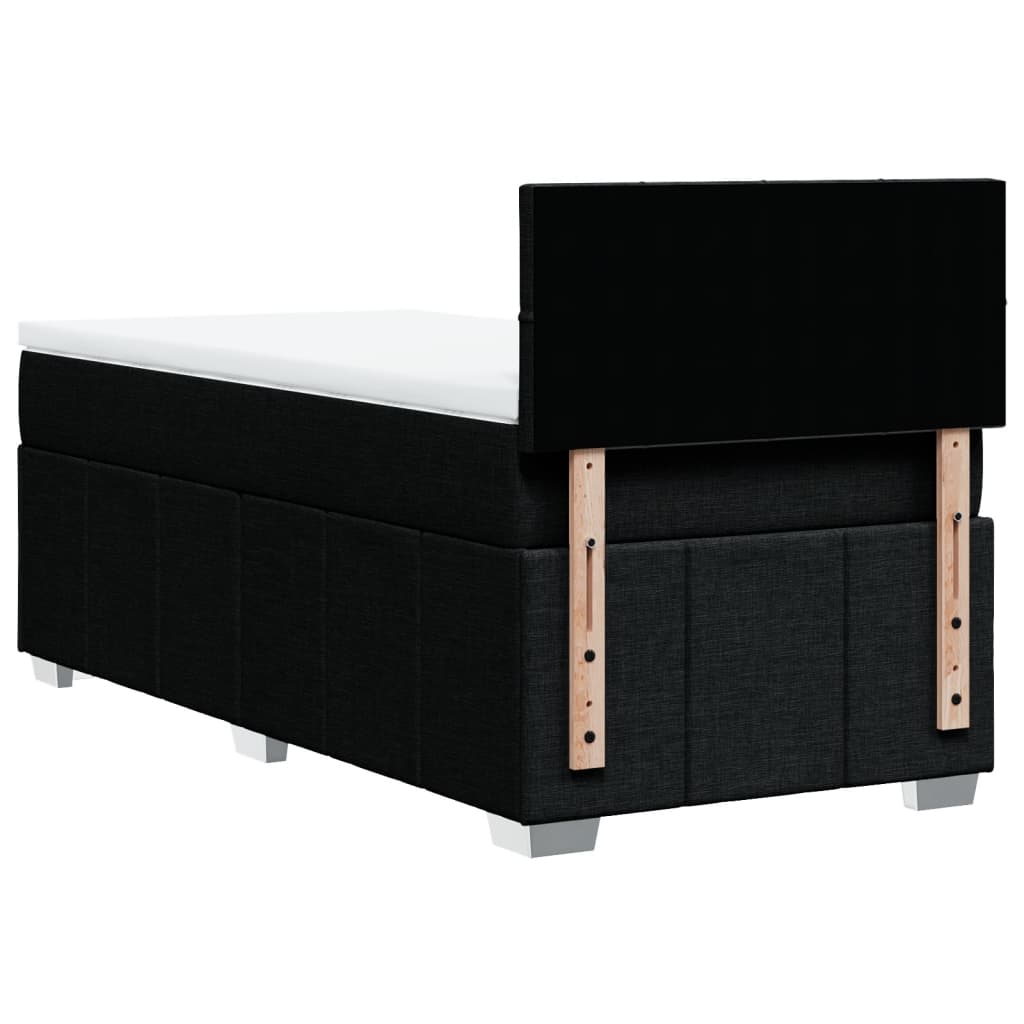 Κρεβάτι Boxspring με Στρώμα Μαύρο 90x200 εκ. Υφασμάτινο