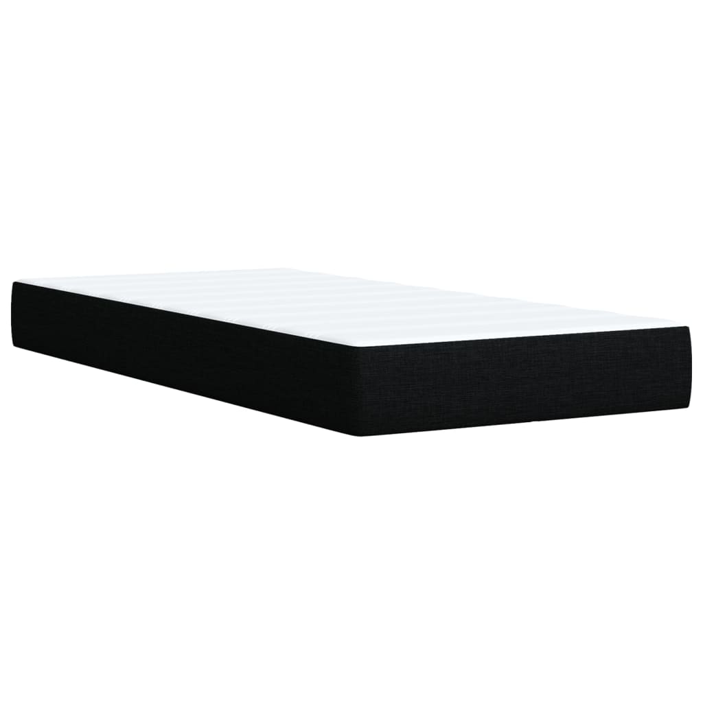 Κρεβάτι Boxspring με Στρώμα Μαύρο 90x200 εκ. Υφασμάτινο
