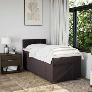 Κρεβάτι Boxspring με Στρώμα Σκούρο Καφέ 90x200 εκ. Υφασμάτινο - Pakobazaar