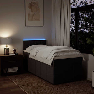 Κρεβάτι Boxspring με Στρώμα Σκούρο Καφέ 90x200 εκ. Υφασμάτινο - Pakobazaar
