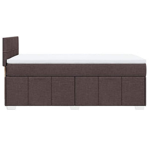 Κρεβάτι Boxspring με Στρώμα Σκούρο Καφέ 90x200 εκ. Υφασμάτινο - Pakobazaar