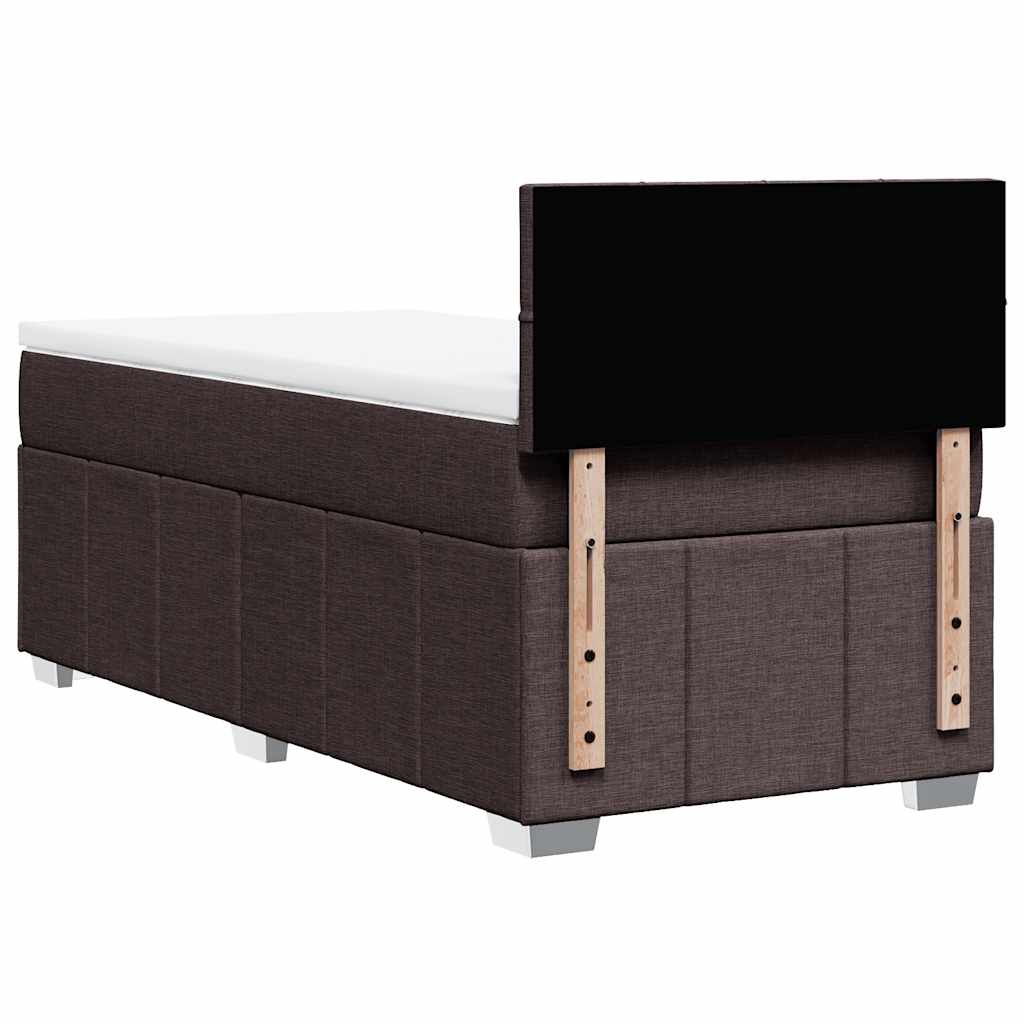Κρεβάτι Boxspring με Στρώμα Σκούρο Καφέ 90x200 εκ. Υφασμάτινο - Pakobazaar