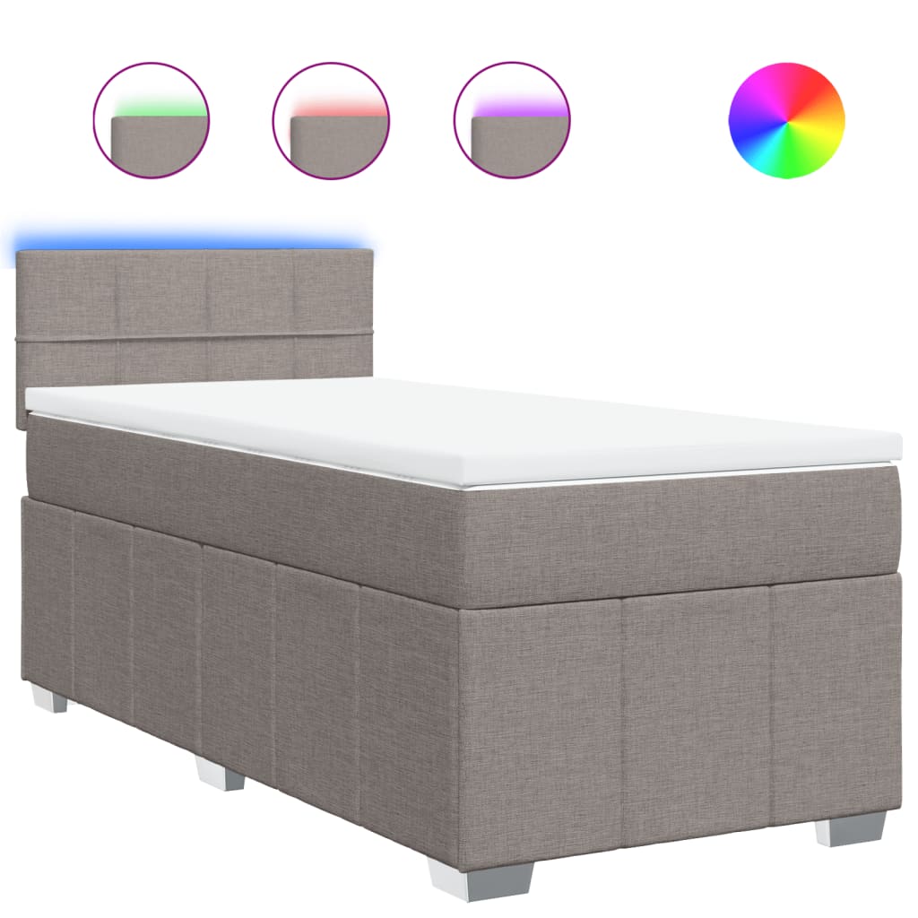 Κρεβάτι Boxspring με Στρώμα Taupe 90x200 εκ. Υφασμάτινο - Pakobazaar
