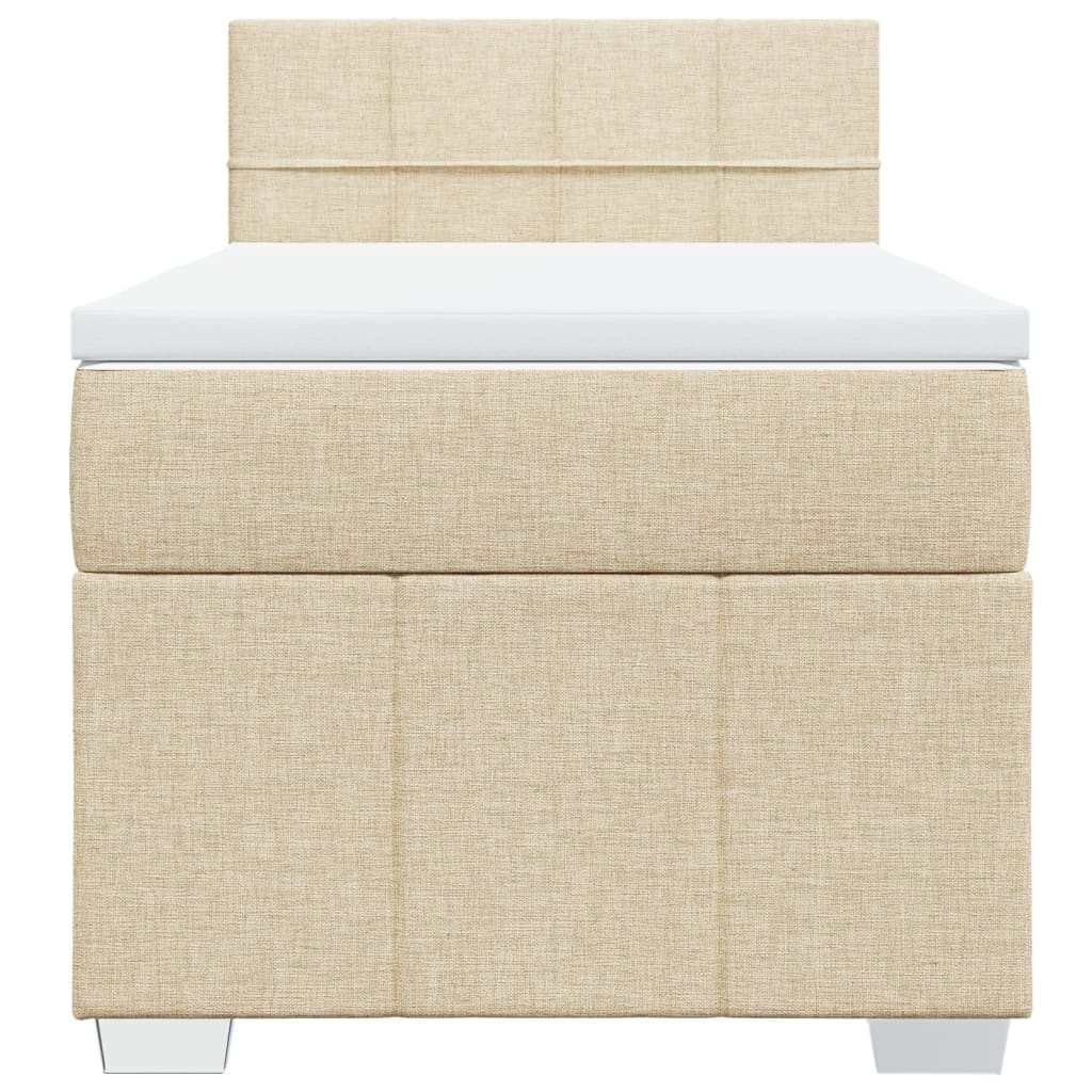 Κρεβάτι Boxspring με Στρώμα Κρεμ 90x200 εκ.Υφασμάτινο - Pakobazaar