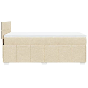 Κρεβάτι Boxspring με Στρώμα Κρεμ 90x200 εκ.Υφασμάτινο - Pakobazaar