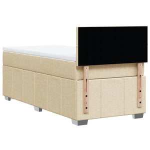 Κρεβάτι Boxspring με Στρώμα Κρεμ 90x200 εκ.Υφασμάτινο - Pakobazaar