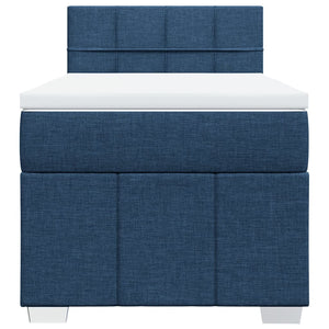 Κρεβάτι Boxspring με Στρώμα Μπλε 90x200 εκ.Υφασμάτινο - Pakobazaar