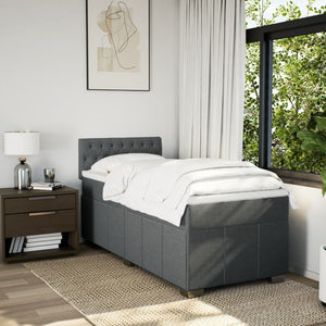Κρεβάτι Boxspring με Στρώμα Σκούρο Γκρι 90x200 εκ. Υφασμάτινο - Pakobazaar
