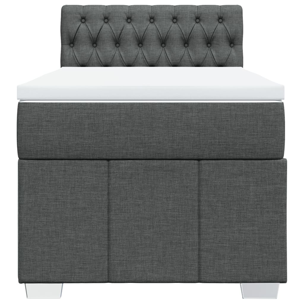 Κρεβάτι Boxspring με Στρώμα Σκούρο Γκρι 90x200 εκ. Υφασμάτινο - Pakobazaar