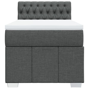 Κρεβάτι Boxspring με Στρώμα Σκούρο Γκρι 90x200 εκ. Υφασμάτινο - Pakobazaar