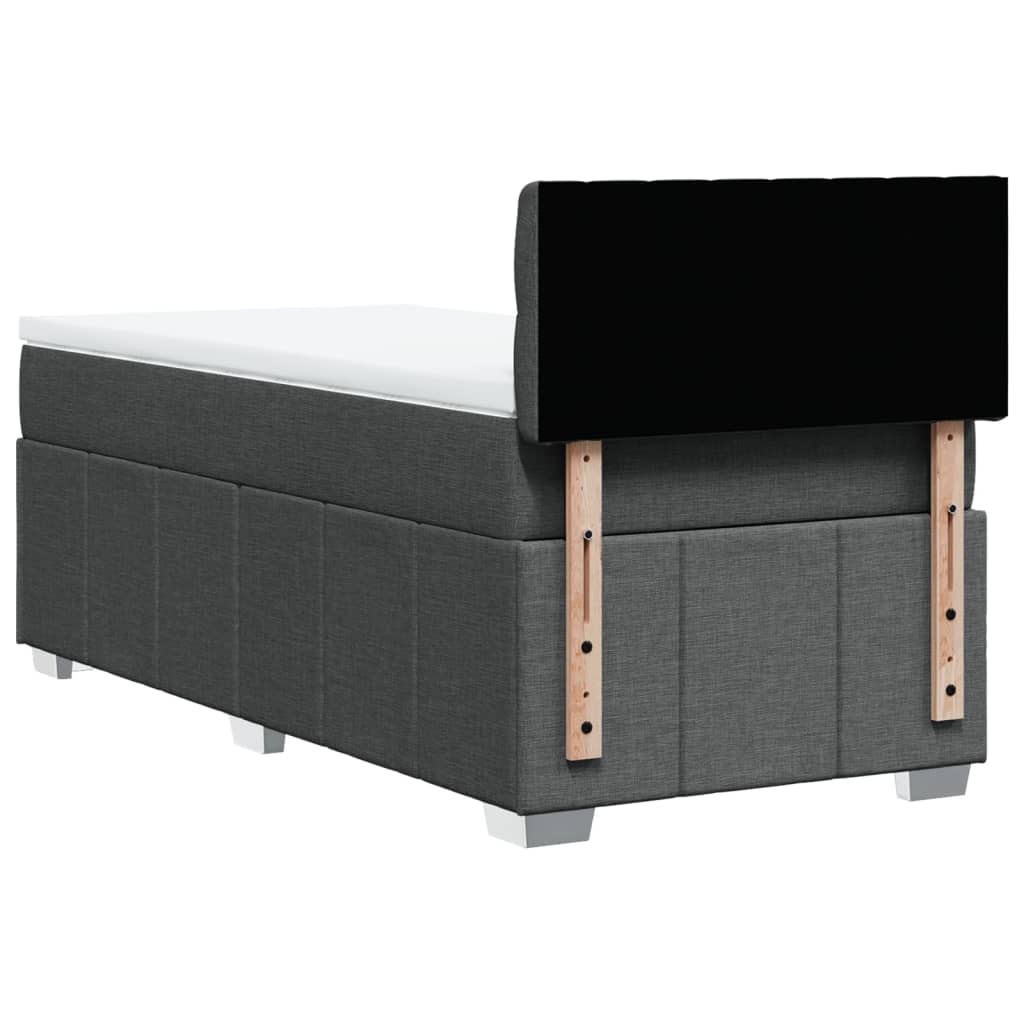 Κρεβάτι Boxspring με Στρώμα Σκούρο Γκρι 90x200 εκ. Υφασμάτινο - Pakobazaar