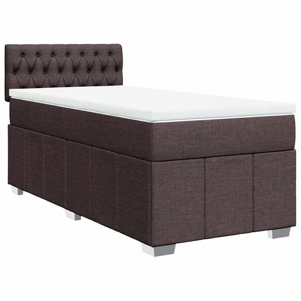 Κρεβάτι Boxspring με Στρώμα Σκούρο Καφέ 90x200 εκ. Υφασμάτινο - Pakobazaar