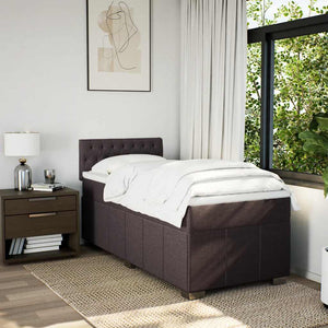 Κρεβάτι Boxspring με Στρώμα Σκούρο Καφέ 90x200 εκ. Υφασμάτινο - Pakobazaar