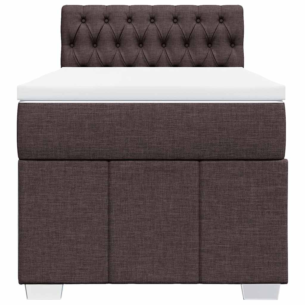 Κρεβάτι Boxspring με Στρώμα Σκούρο Καφέ 90x200 εκ. Υφασμάτινο - Pakobazaar