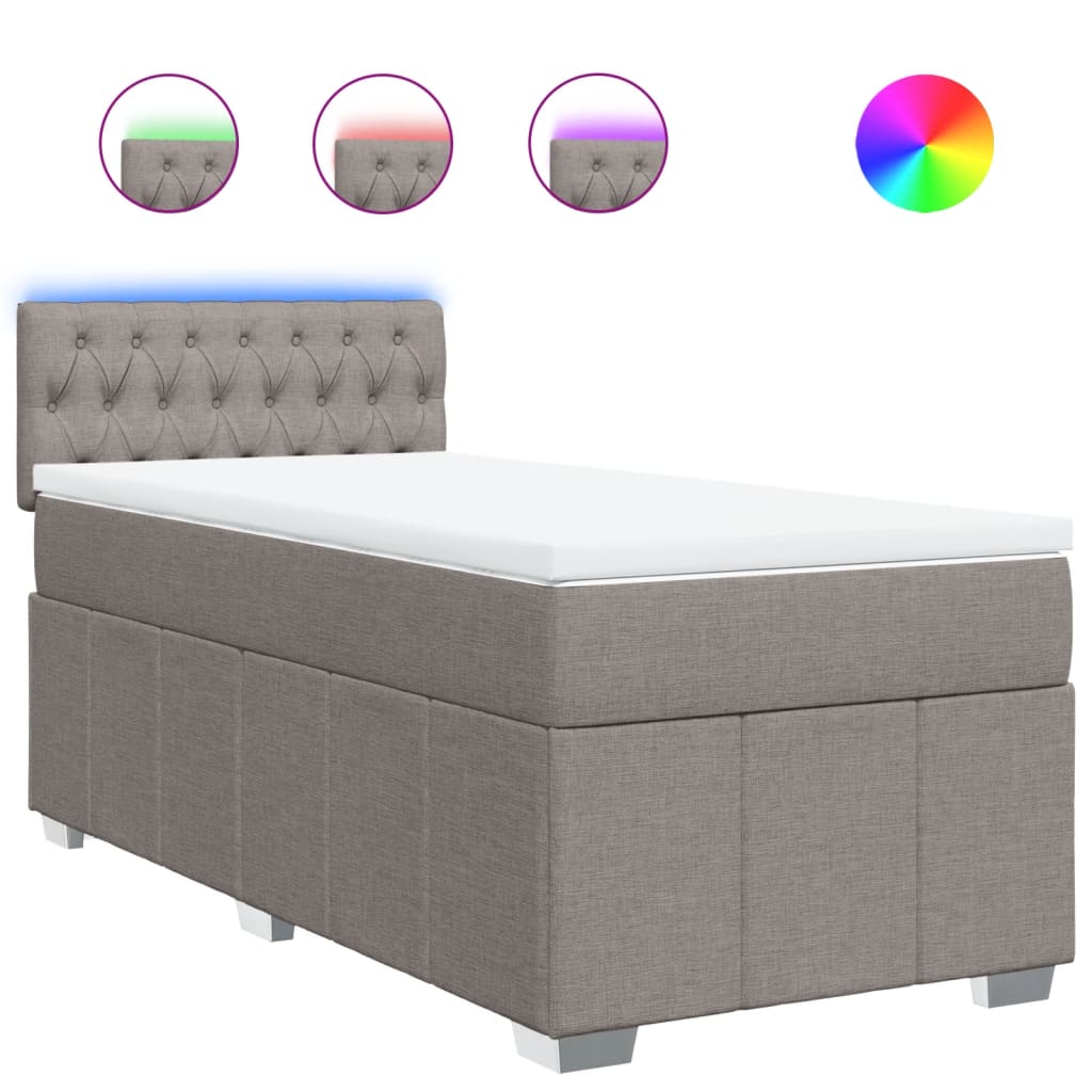 Κρεβάτι Boxspring με Στρώμα Taupe 90x200 εκ. Υφασμάτινο - Pakobazaar