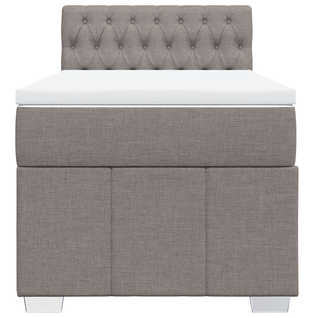 Κρεβάτι Boxspring με Στρώμα Taupe 90x200 εκ. Υφασμάτινο - Pakobazaar