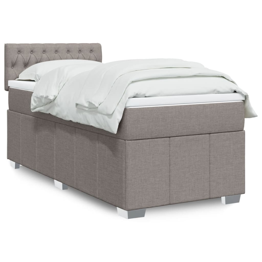 Κρεβάτι Boxspring με Στρώμα Taupe 90x200 εκ. Υφασμάτινο - Pakobazaar