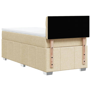 Κρεβάτι Boxspring με Στρώμα Κρεμ 90x200 εκ.Υφασμάτινο - Pakobazaar