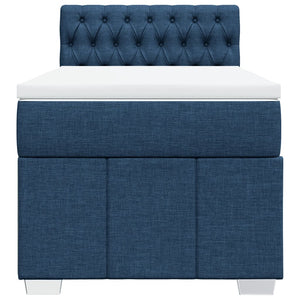 Κρεβάτι Boxspring με Στρώμα Μπλε 90x200 εκ.Υφασμάτινο - Pakobazaar