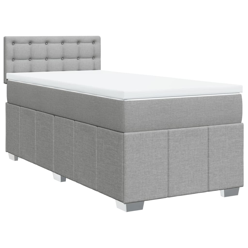 Κρεβάτι Boxspring με Στρώμα Ανοιχτό Γκρι 90x200 εκ. Υφασμάτινο - Pakobazaar