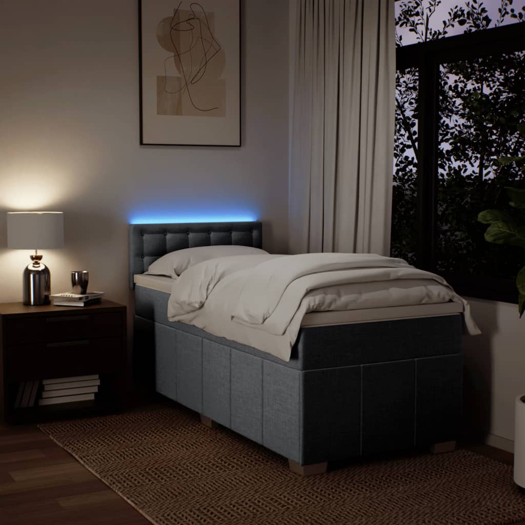 Κρεβάτι Boxspring με Στρώμα Ανοιχτό Γκρι 90x200 εκ. Υφασμάτινο - Pakobazaar