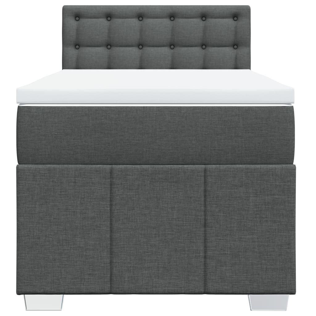 Κρεβάτι Boxspring με Στρώμα Σκούρο Γκρι 90x200 εκ. Υφασμάτινο - Pakobazaar