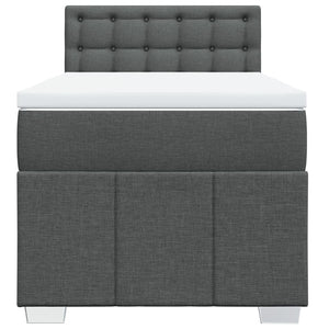 Κρεβάτι Boxspring με Στρώμα Σκούρο Γκρι 90x200 εκ. Υφασμάτινο - Pakobazaar