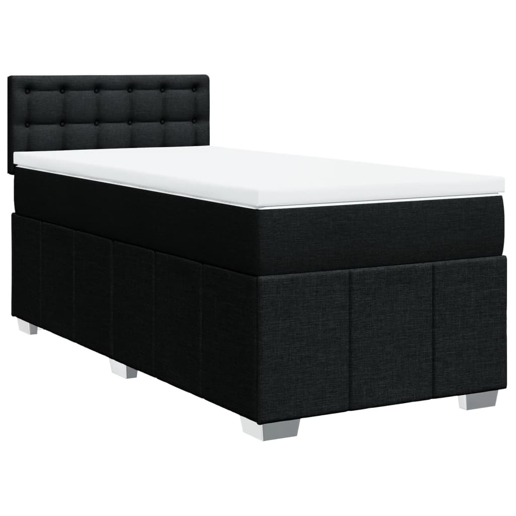 Κρεβάτι Boxspring με Στρώμα Μαύρο 90x200 εκ. Υφασμάτινο - Pakobazaar