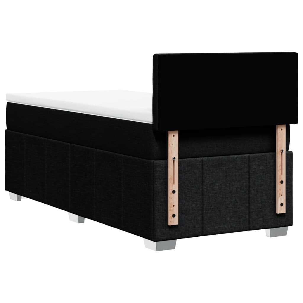 Κρεβάτι Boxspring με Στρώμα Μαύρο 90x200 εκ. Υφασμάτινο - Pakobazaar
