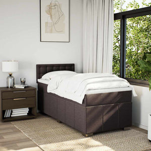 Κρεβάτι Boxspring με Στρώμα Σκούρο Καφέ 90x200 εκ. Υφασμάτινο - Pakobazaar