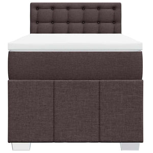 Κρεβάτι Boxspring με Στρώμα Σκούρο Καφέ 90x200 εκ. Υφασμάτινο - Pakobazaar