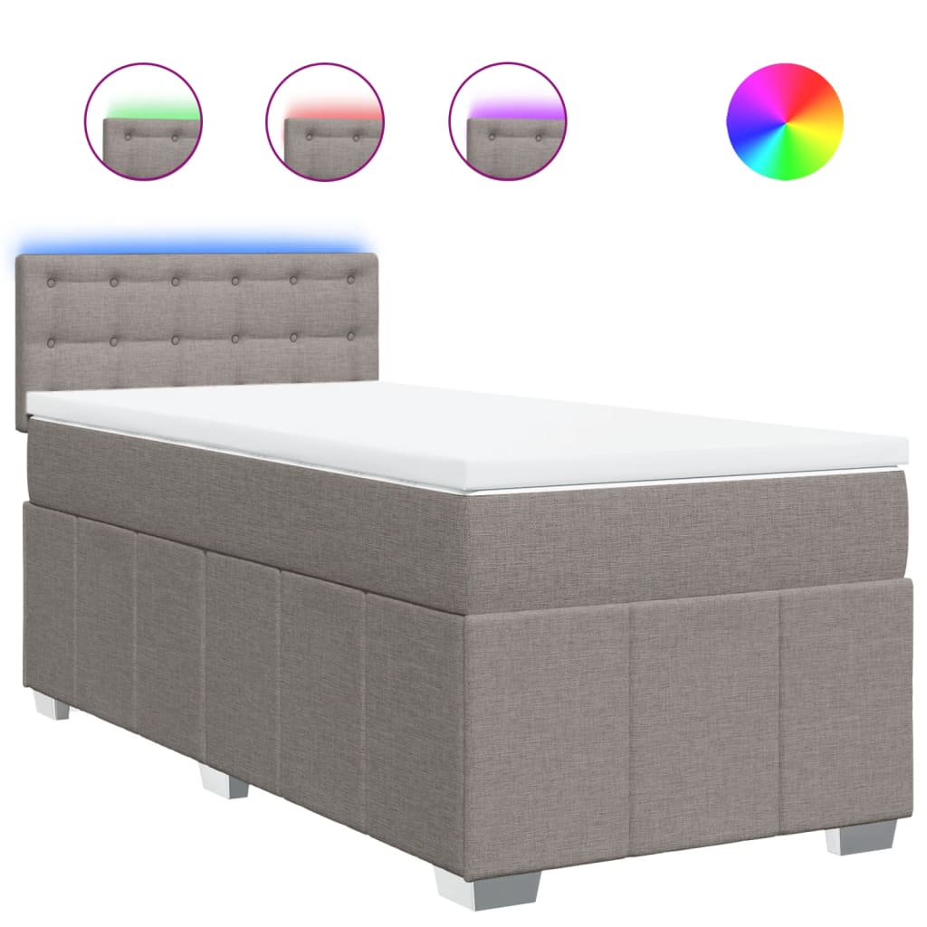 Κρεβάτι Boxspring με Στρώμα Taupe 90x200 εκ. Υφασμάτινο - Pakobazaar
