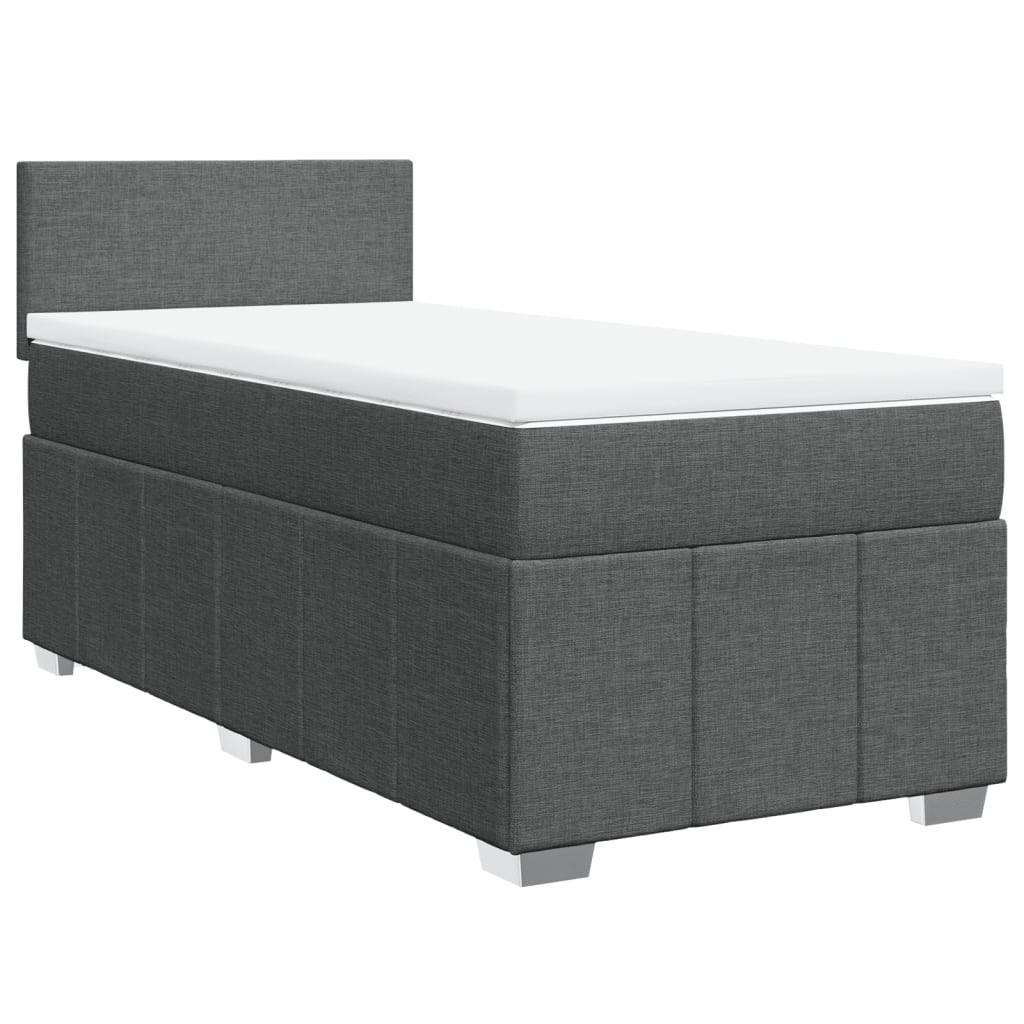Κρεβάτι Boxspring με Στρώμα Σκούρο Γκρι 100x200 εκ. Υφασμάτινο - Pakobazaar