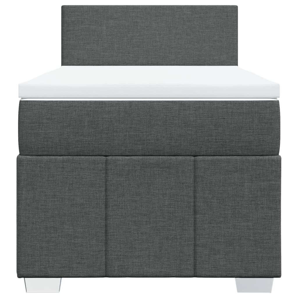 Κρεβάτι Boxspring με Στρώμα Σκούρο Γκρι 100x200 εκ. Υφασμάτινο - Pakobazaar