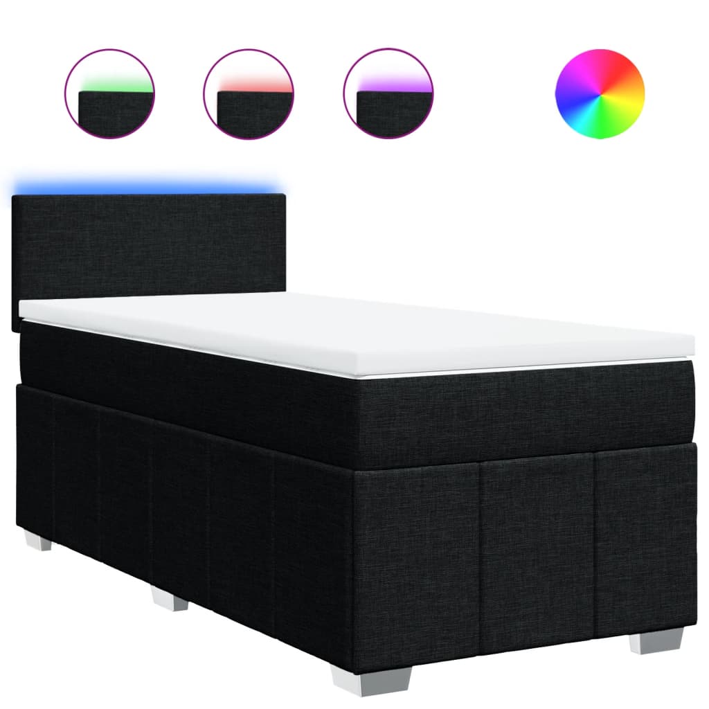 Κρεβάτι Boxspring με Στρώμα Μαύρο 100 x 200 εκ. Υφασμάτινο - Pakobazaar