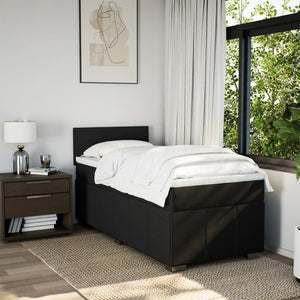 Κρεβάτι Boxspring με Στρώμα Μαύρο 100 x 200 εκ. Υφασμάτινο - Pakobazaar