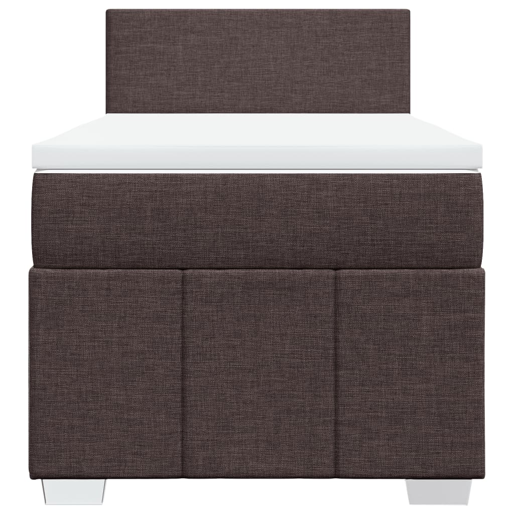 Κρεβάτι Boxspring με Στρώμα Σκούρο Καφέ 100x200 εκ. Υφασμάτινο