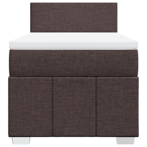 Κρεβάτι Boxspring με Στρώμα Σκούρο Καφέ 100x200 εκ. Υφασμάτινο - Pakobazaar